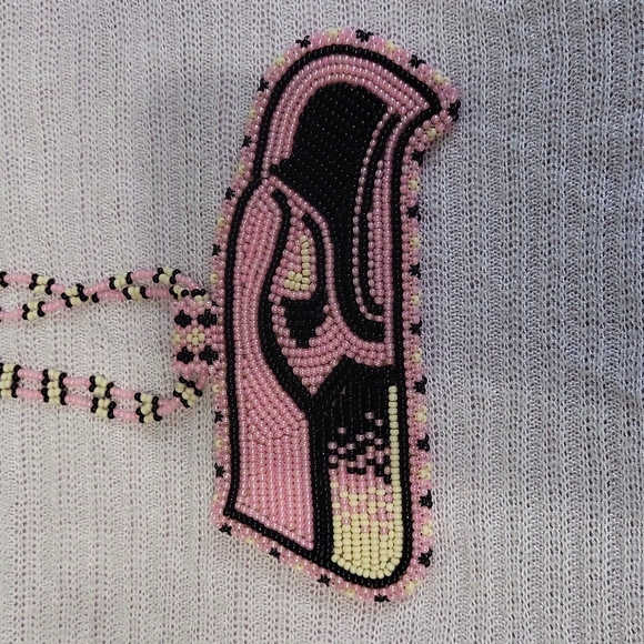 Pink Beaded seahawks medallion necklace - Picture 1 of 4